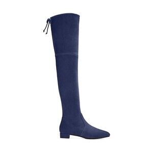 Stuart Weitzman OTK Navy Suede Lowland Boot Size 8.5